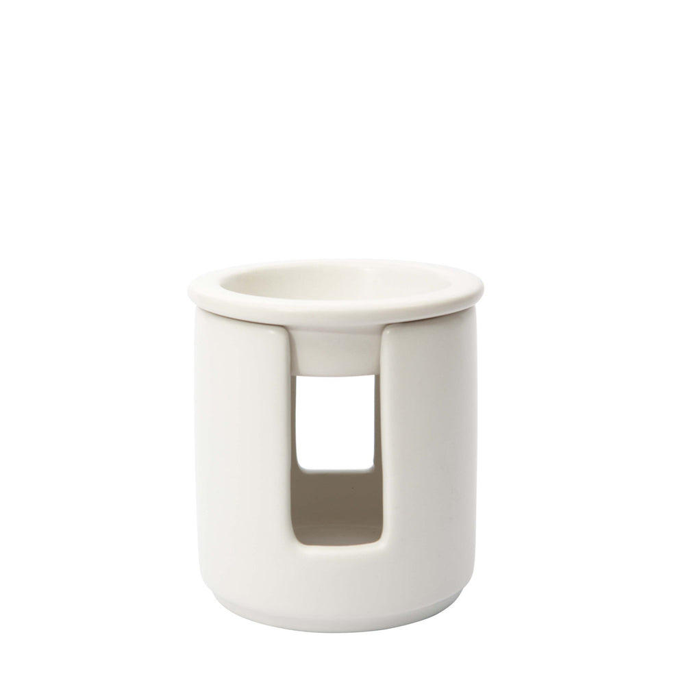 White ceramic wax melter by Stoneglow, designed for candle wax melting and home fragrance, with a sleek, modern ceramic finish.