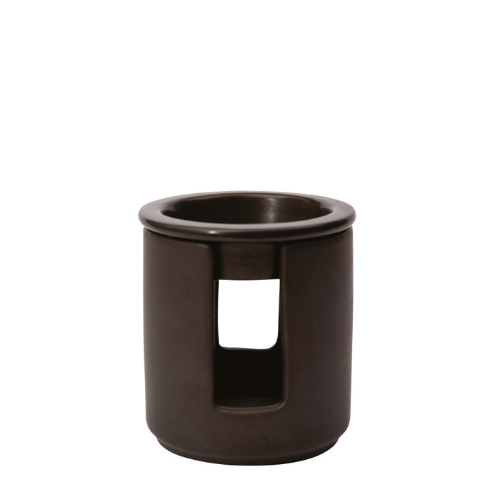 Black ceramic wax melter by Stoneglow, featuring a sleek design for safe and elegant candle or wax melting.