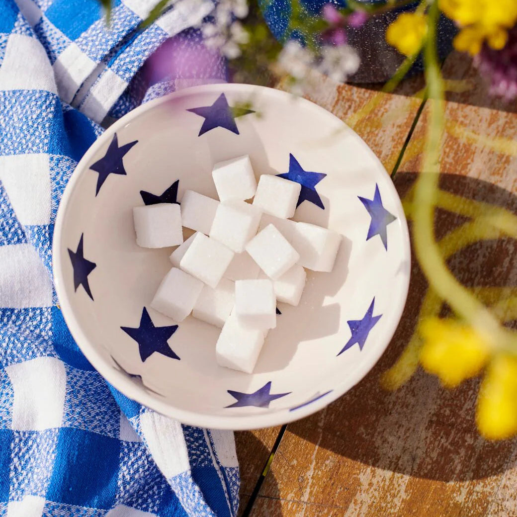 Emma Bridgewater Blue Star cereal bowl with blue star pattern, ceramic dinnerware for breakfast or casual dining.