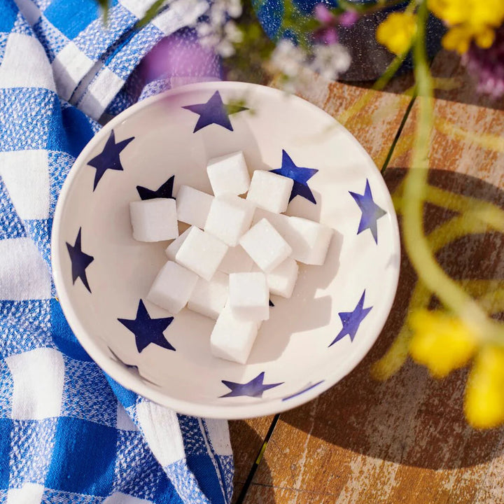 Emma Bridgewater Blue Star cereal bowl with blue star pattern, ceramic dinnerware for breakfast or casual dining.