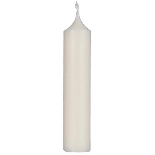 Ivory rustic short candle from IB Laursen Christmas collection, displayed on a wooden surface with festive decor.