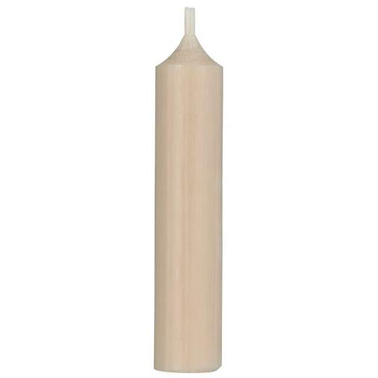 Rustic sand-colored short dinner candle by IB Laursen, displayed on a natural surface for cozy table setting ambiance.