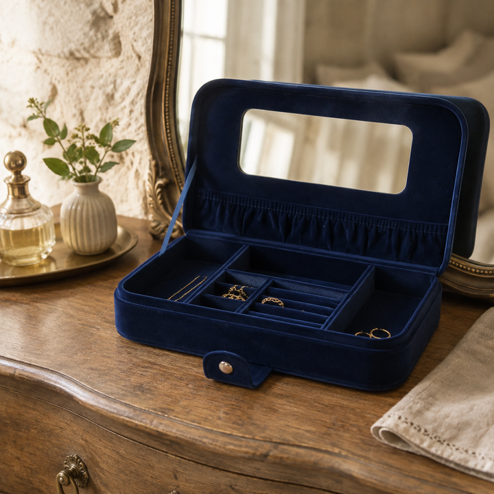 Blue Velvet Jewellery Box