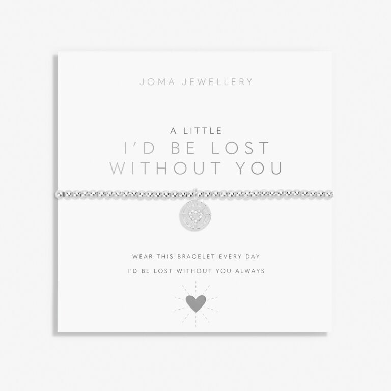 Joma Jewellery 'I'd Be Lost Without You' charm bracelet with delicate silver chain and engraved sentiment, stylish and sentimental accessory.
