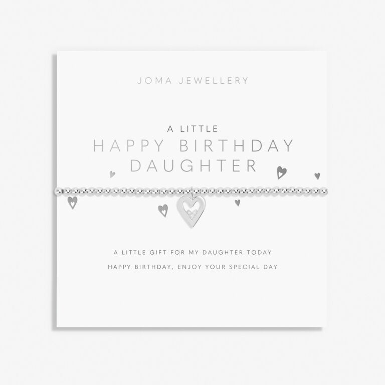 Joma Jewellery "Happy Birthday Daughter" bracelet with silver-tone charm and delicate chain, perfect for celebrating her special day.