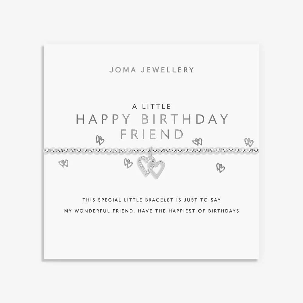 Joma Jewellery Little Happy Birthday Friend bracelet featuring a charming silver charm and colorful beads on a delicate chain.