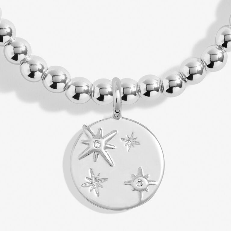 Joma Jewellery Little Friendships Are Lifes Treasures bracelet with silver charm and beaded band, perfect for friendship gifts.