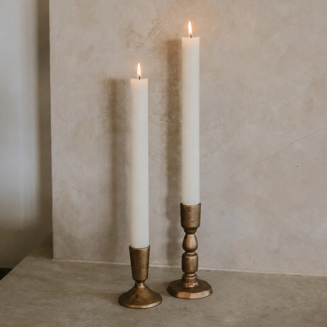 Gold Cast Iron Taper Candle Holder - Large