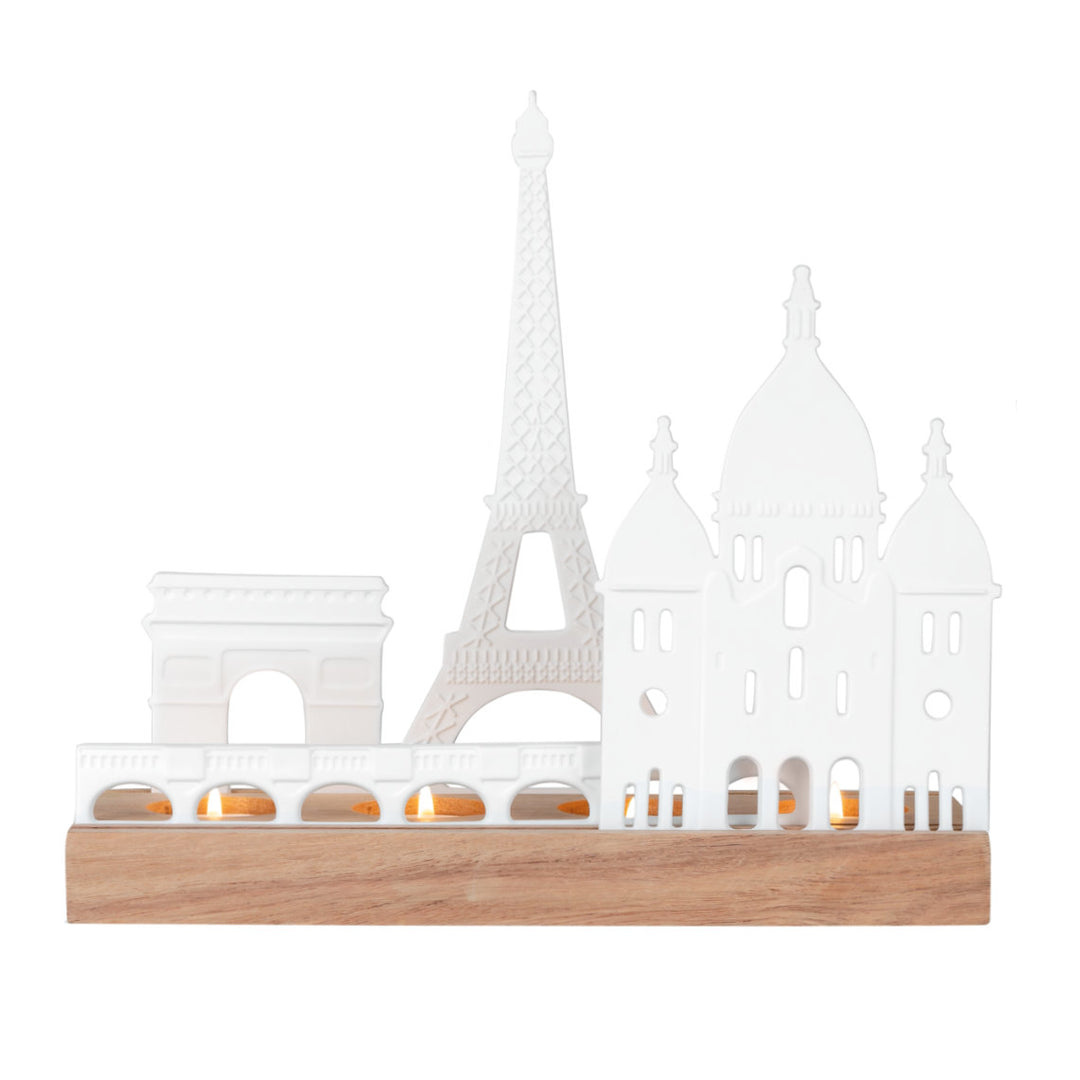 Cornucopia Home and Gift Räder City Skyline Paris decorative wall art featuring cityscape silhouette in black and white.