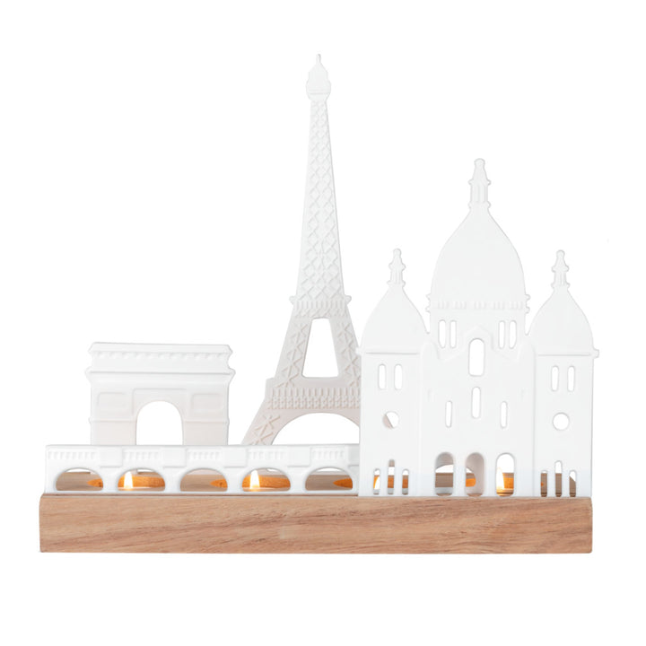 Cornucopia Home and Gift Räder City Skyline Paris decorative wall art featuring cityscape silhouette in black and white.