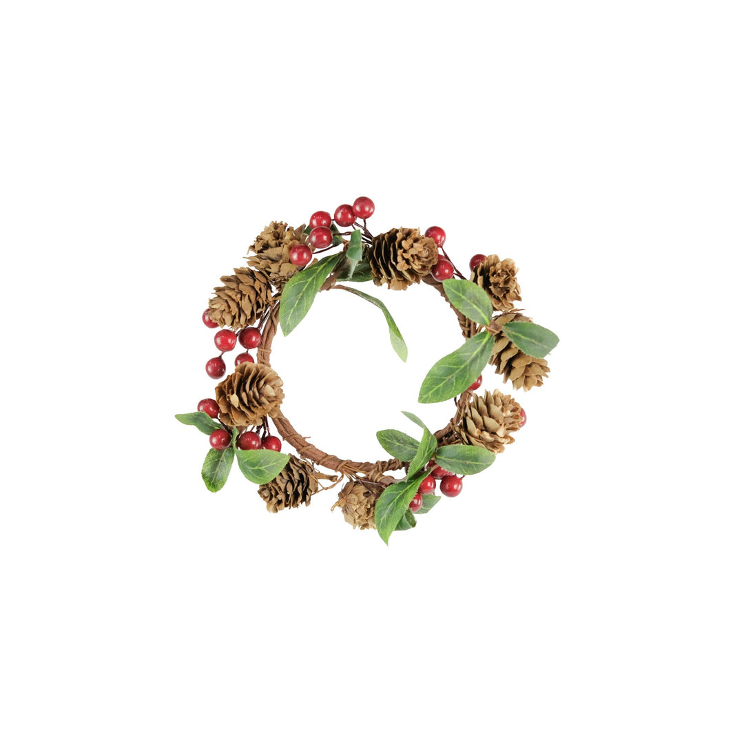 Berry and Pinecone Candle Ring 8cm