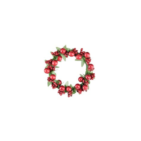 Red berry bauble candle ring from Cornucopia Home and Gift, 7cm Ascalon Christmas decorative ring with festive red berries.