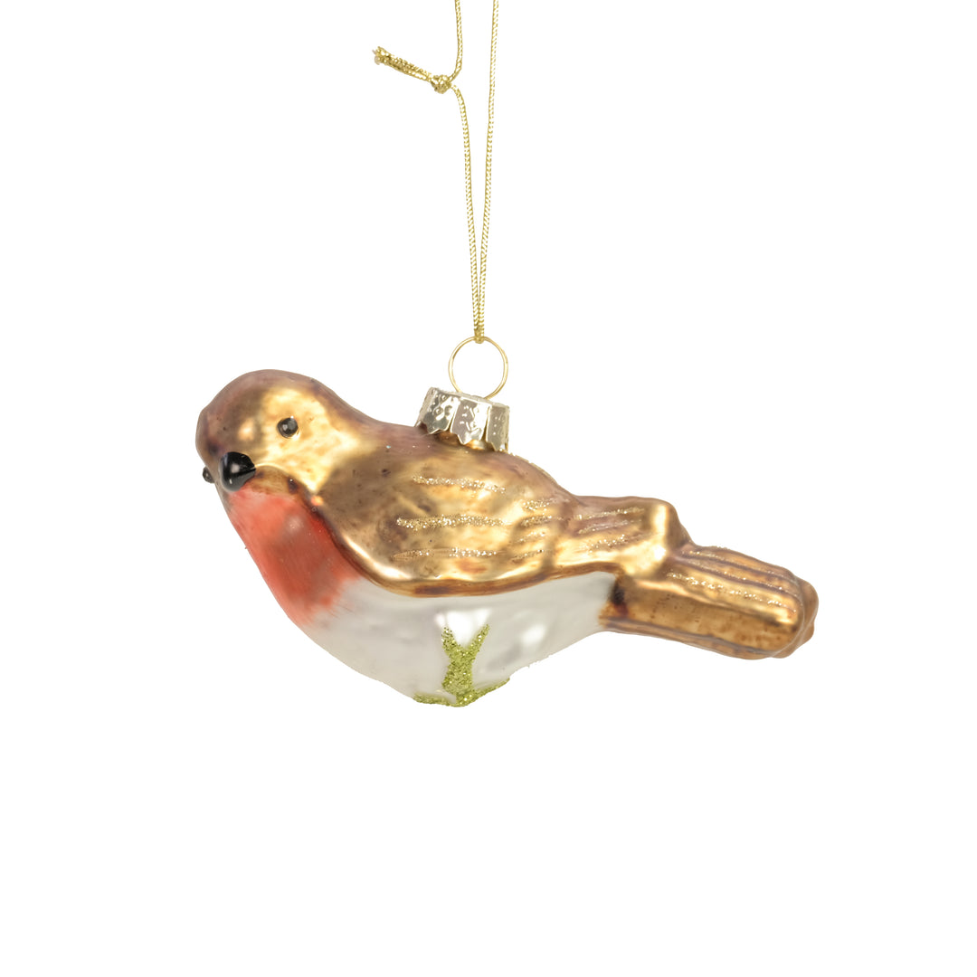 Decorative hanging Robin Bauble for Christmas, by Ascalon from Cornucopia Home and Gift, featuring a festive robin design.