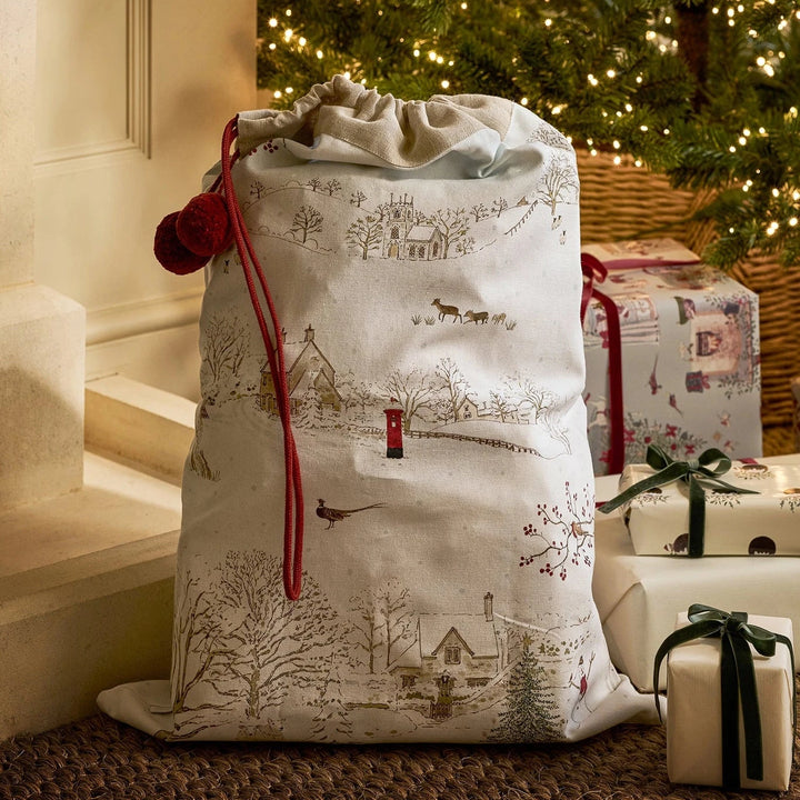 Christmas Sack - Snowy Village Scene