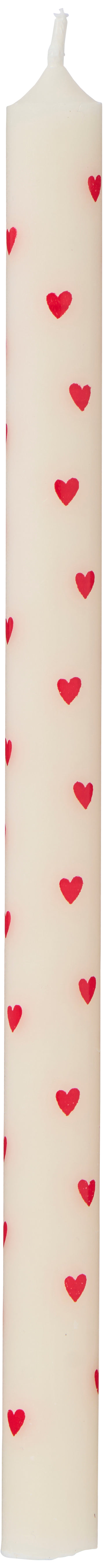 Stearin Taper Candle with Red Hearts