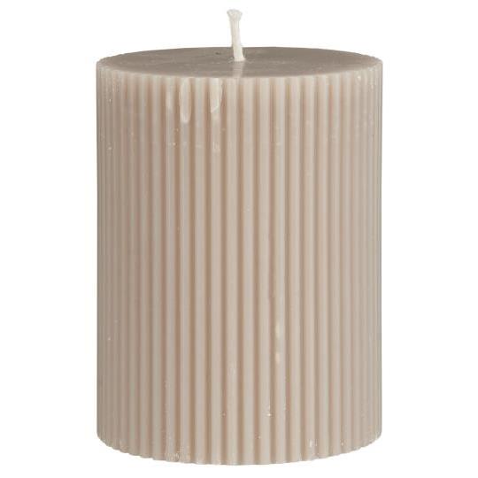Grooved ivory pillar candle from IB Laursen Summer collection by Cornucopia Home and Gift, made of paraffin linen.