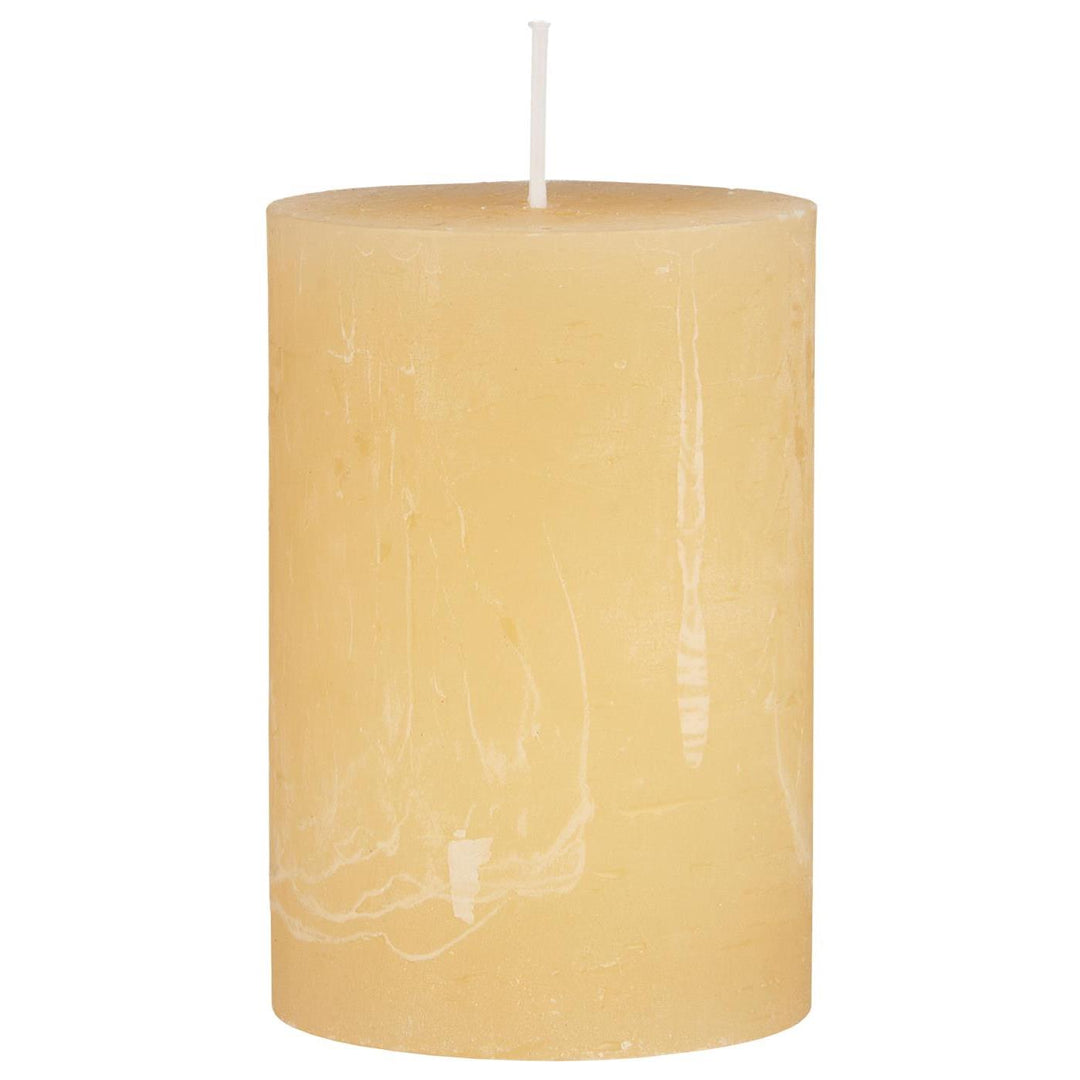 Small IB Laursen Rustic Pillar Candle in Lemonade Yellow from the Summer collection, featuring a textured rustic design.