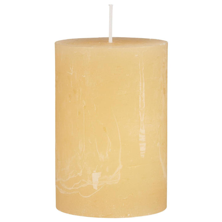 Small IB Laursen Rustic Pillar Candle in Lemonade Yellow from the Summer collection, featuring a textured rustic design.