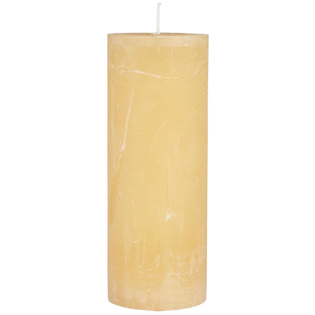 IB Laursen Rustic Pillar Candle in Lemonade Yellow, part of Summer collection, displayed on a neutral background.