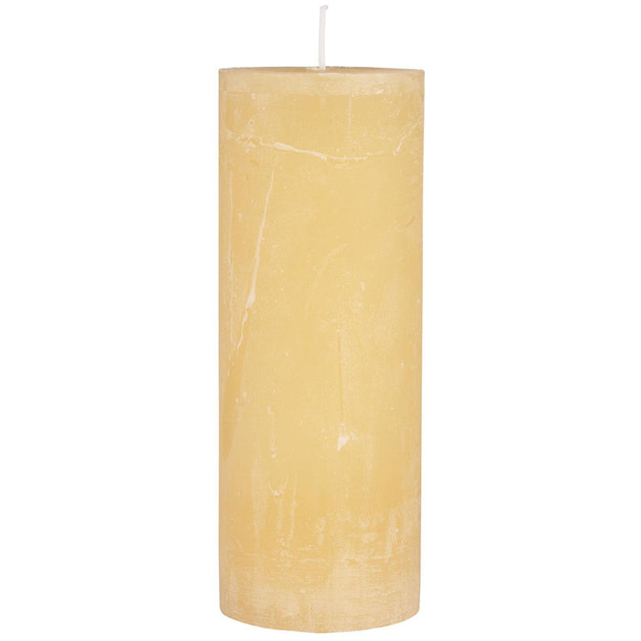 IB Laursen Rustic Pillar Candle in Lemonade Yellow, part of Summer collection, displayed on a neutral background.