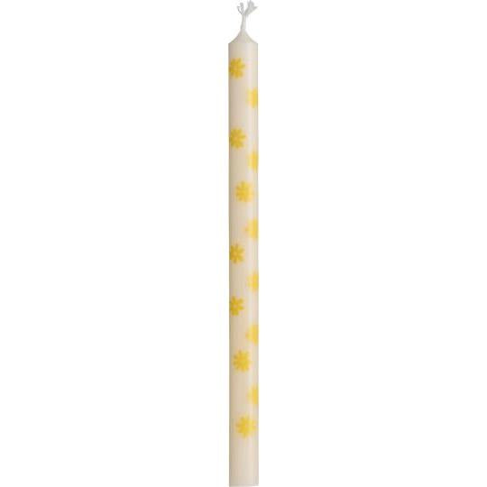 IB Laursen Summer taper candle with yellow flower design, featuring floral decoration perfect for summer home decor.