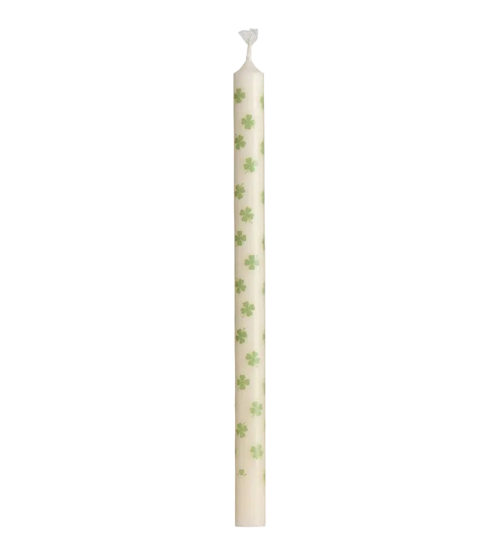 Taper candle with Green clovers