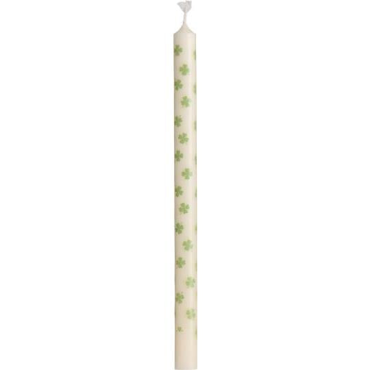 Green clover taper candle from IB Laursen Summer collection, displayed on a neutral background with a rustic, summer-themed aesthetic.