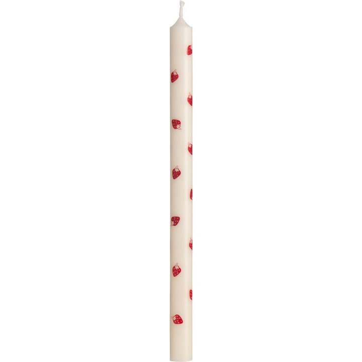 IB Laursen Summer taper candle featuring realistic strawberry designs, perfect for summer decor from Cornucopia Home and Gift.