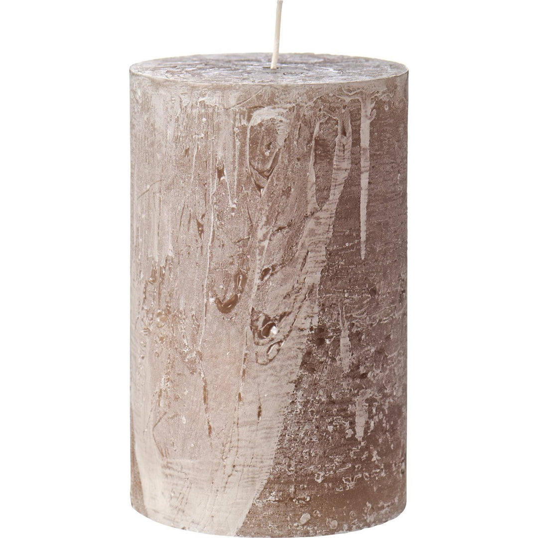 IB Laursen rustic linen pillar candle from the Summer collection, featuring textured linen design and natural neutral tones.