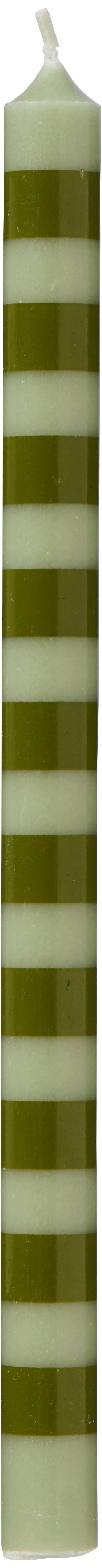Striped Taper Candle - Olive Green and Light Green