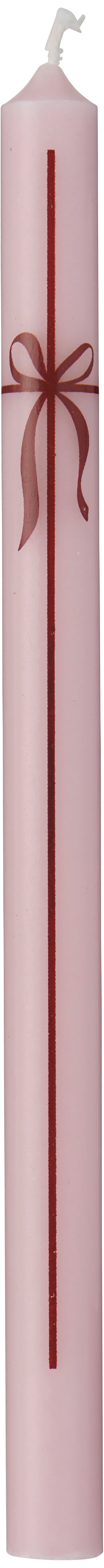 Light Pink Stearin Taper Candle with Bow