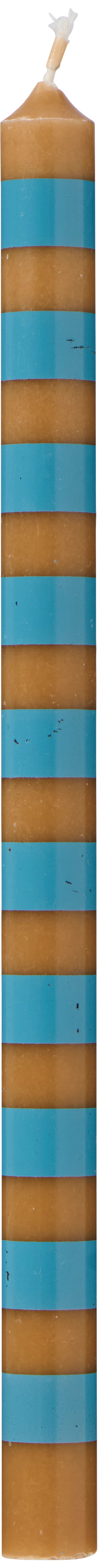 Striped Taper Candle - Honey and Dusty Blue