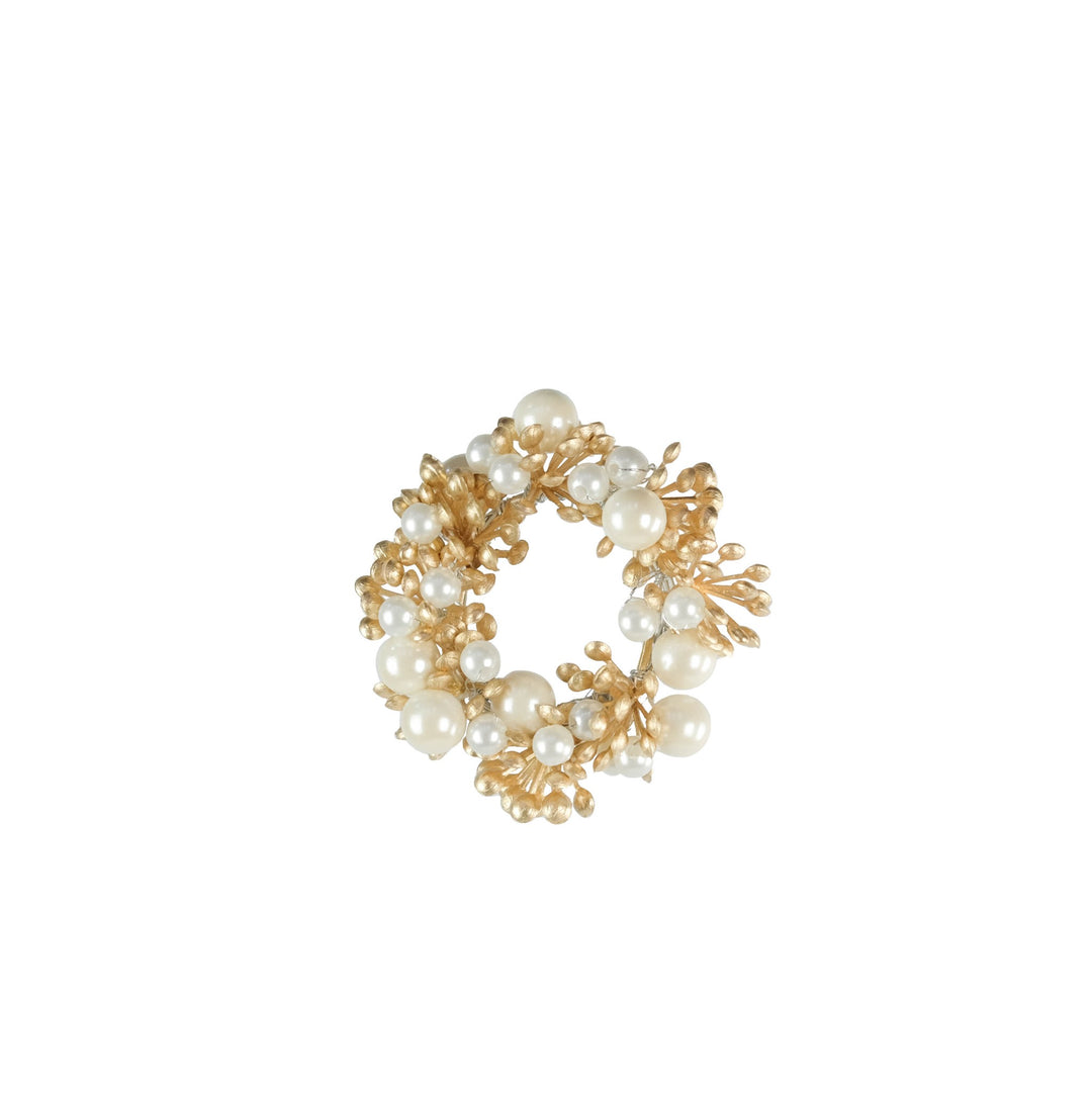 Small Gold Berry Bud and Pearl Candle Ring