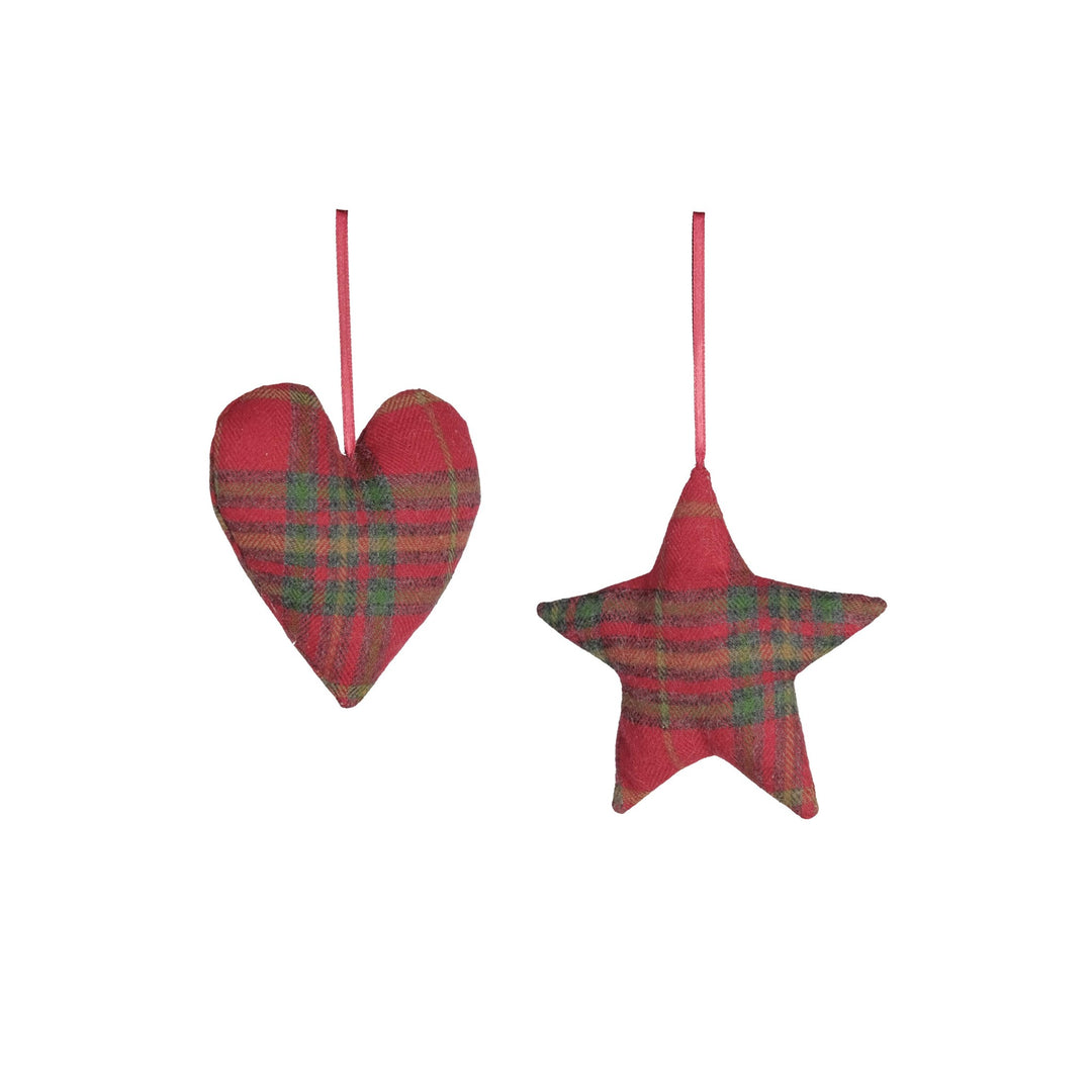 Hanging Fabric Tartan Star or Heart (Design May Vary)
