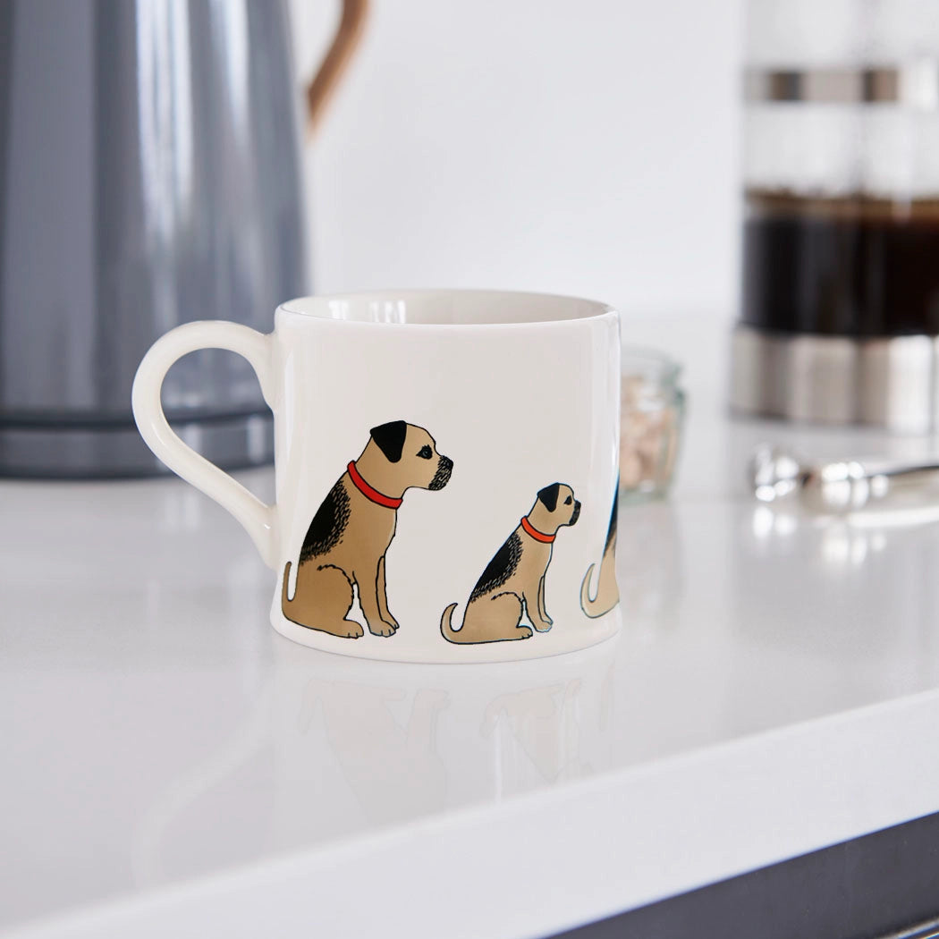 Sweet William Border Terrier dog mug with a detailed illustration, designed by Cornucopia Home and Gift.