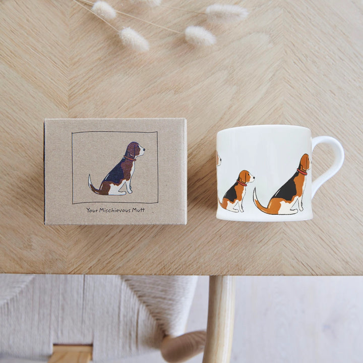 Sweet William Beagle Dog Mug from Cornucopia Home and Gift featuring a detailed beagle dog illustration on a ceramic mug.