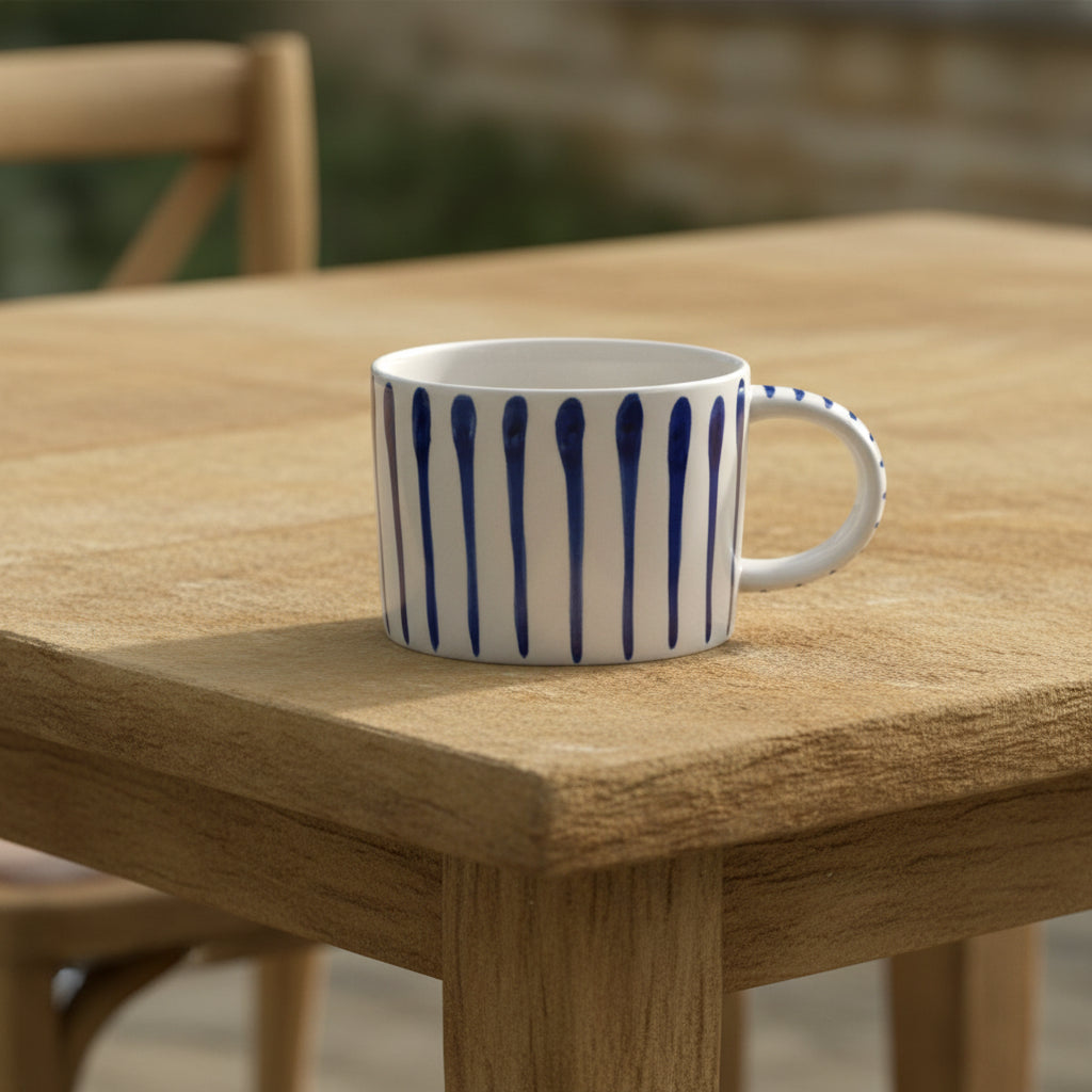 Gisela Graham Blue Stripe Stoneware Mug