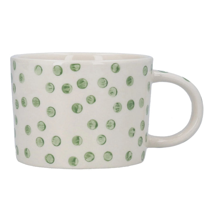 Gisela Graham Green Dots Stoneware Mug