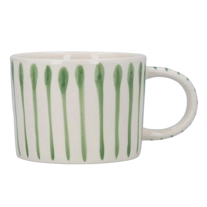 Green Stripes Stoneware Mug
