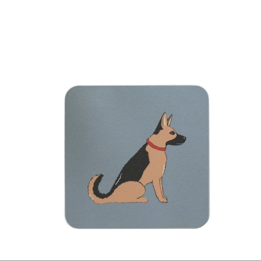 German Shepherd coaster from Sweet William by Cornucopia Home and Gift featuring a detailed dog illustration.