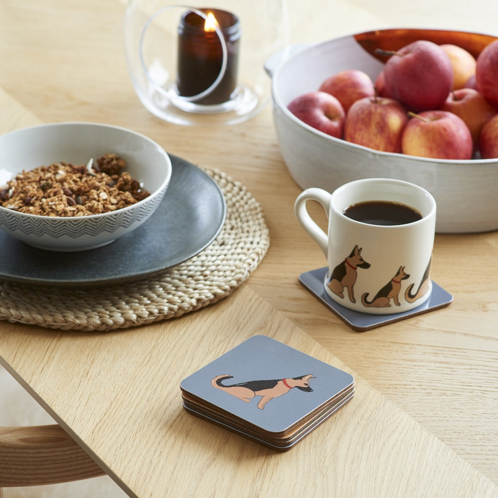 German Shepherd coaster featuring a cute Sweet William design, made by Cornucopia Home and Gift.