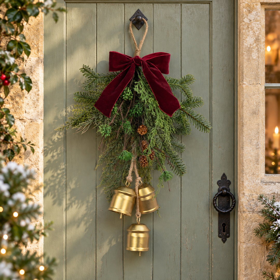 Belmesthorpe Bow and Bells Door Hanger - 60 cm