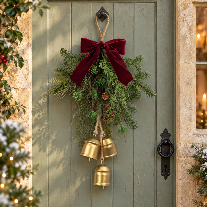Belmesthorpe Bow and Bells Door Hanger - 60 cm