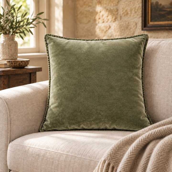Olive Velvet Cushion Cover