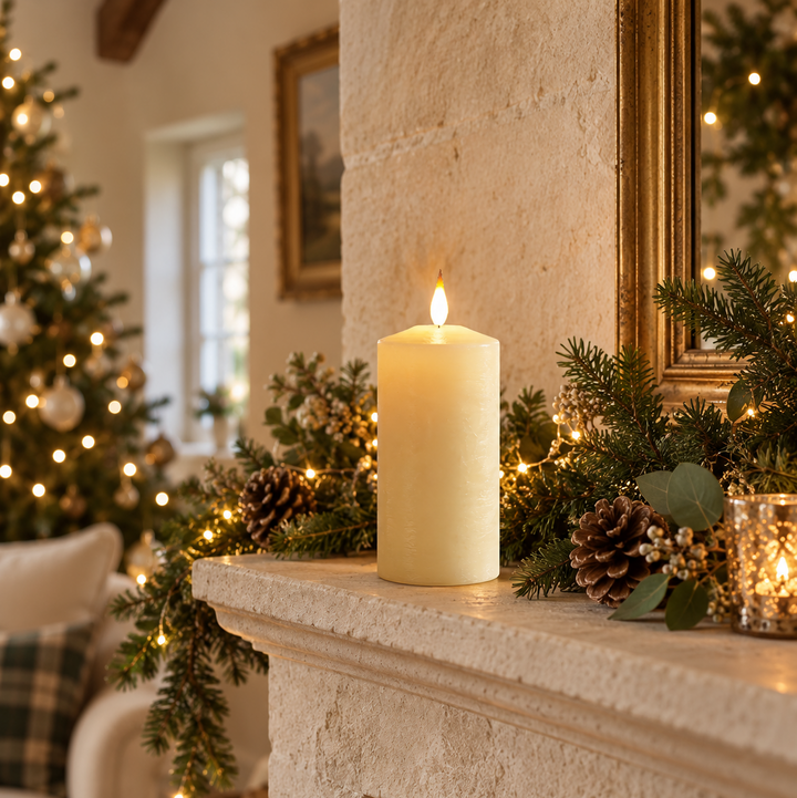 Classic Ivory LED Pillar Candle  - 20cm
