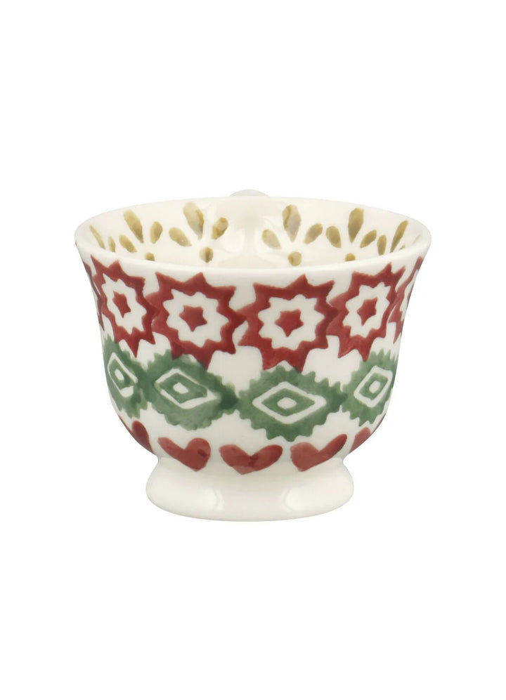 Emma Bridgewater Christmas Joy tiny teacup with festive holiday design, boxed and ready for display or gifting.