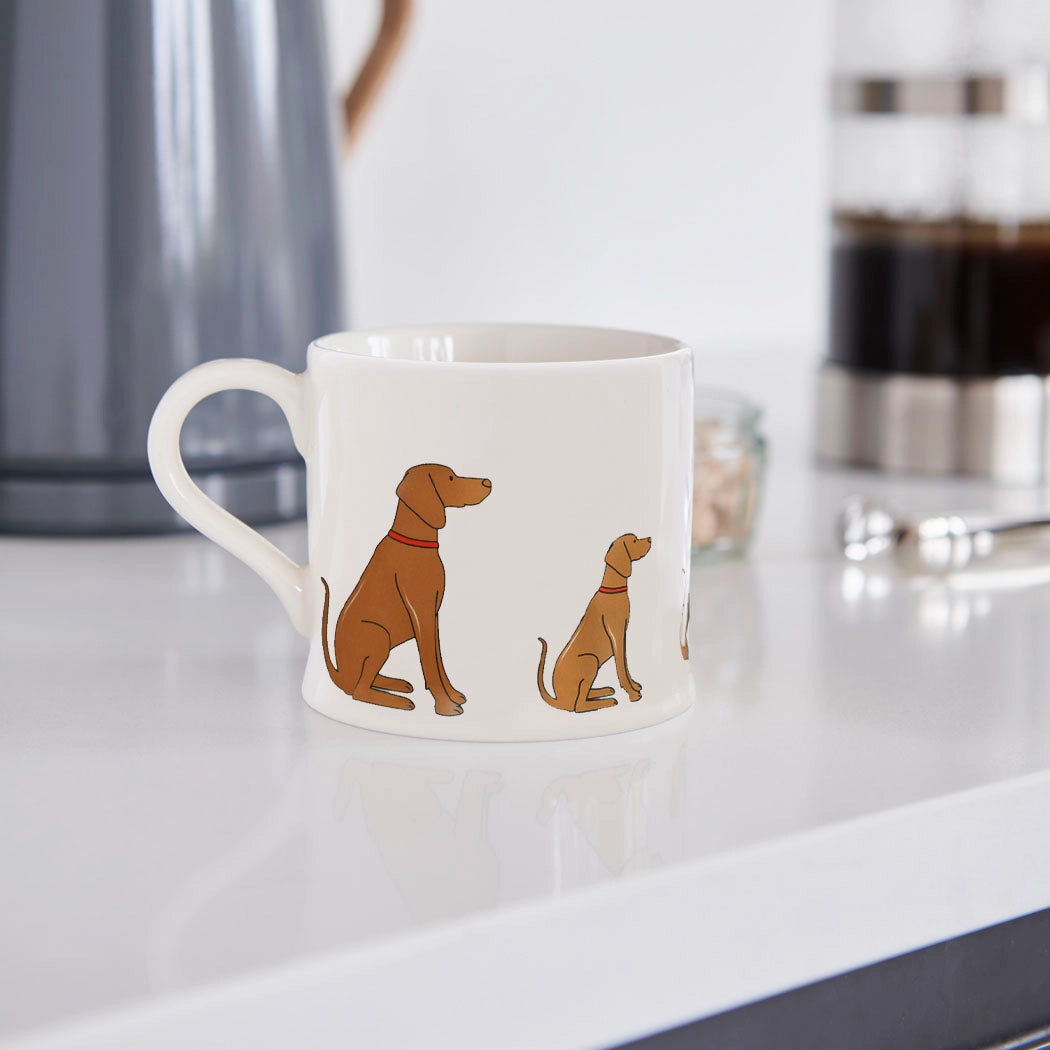 Sweet William Vizsla dog mug by Cornucopia Home and Gift featuring a charming Vizsla dog illustration on a ceramic mug.
