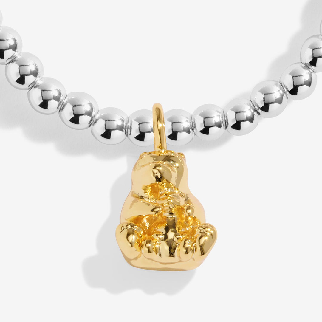 Joma Jewellery Little Mama Bear bracelet featuring a cute bear charm on a silver chain, perfect for gifting or everyday wear.
