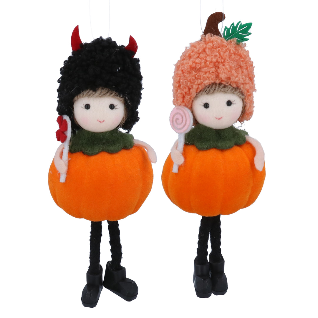 Fabric Girl with Pumpkin Costume Decoration
