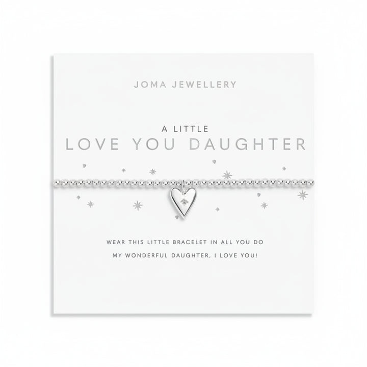 Joma Jewellery "A Little Love You Daughter" bracelet with a delicate charm, perfect for daughters, on a neutral background.